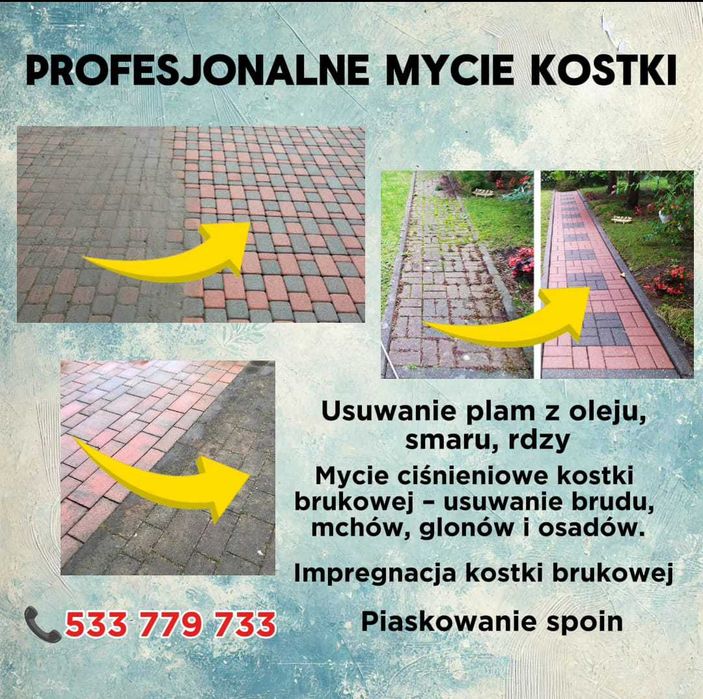 Mycie kostki brukowej / podjazdów / tarasów – wolne terminy