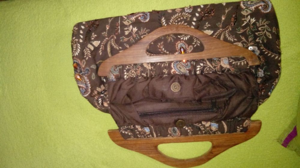 torebka brązowa we wzory-ręcznie wykonana