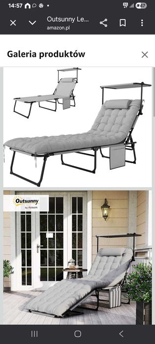 Lezak ogrodowy z daszkiem