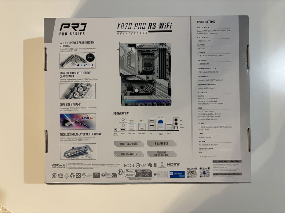 Plyta glowna AM5 ASROCK X870 Pro RS Wifi - nowa!