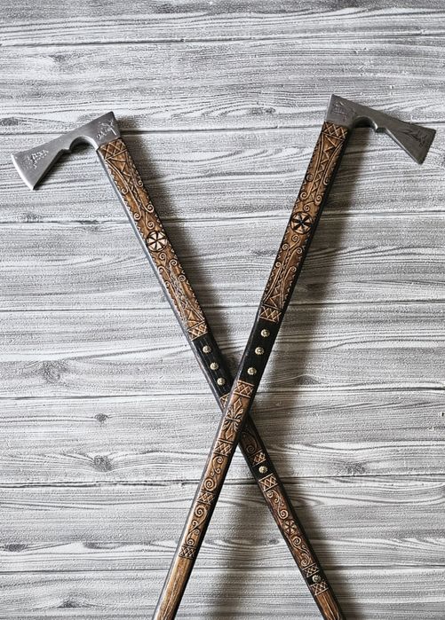 2x ciupaga góralska drewniana prawdziwa żelazny grot dzień ojca ozdoba