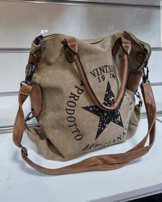 Torebka damska shopper beżowa