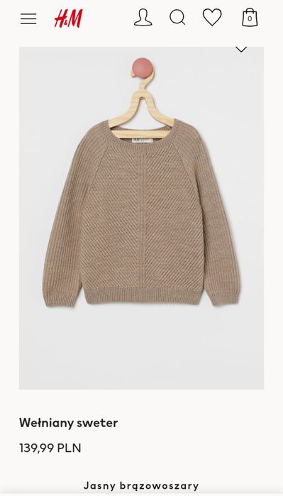 H&M Kids Exclusive 8-10lat Sweter 100% wełna szarobrązowy