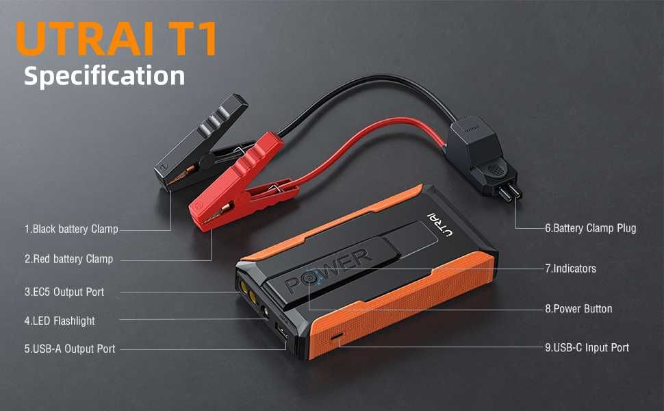 Urządzenie rozruchowe UTRAI Booster Jump Starter 1400A 12V 13200 mAh