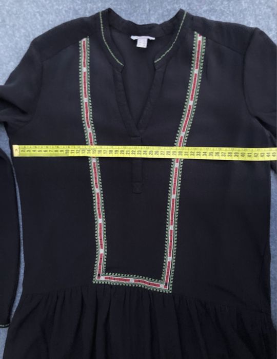 Czarna sukienka 36 Esprit boho odcięta haftowana #boho