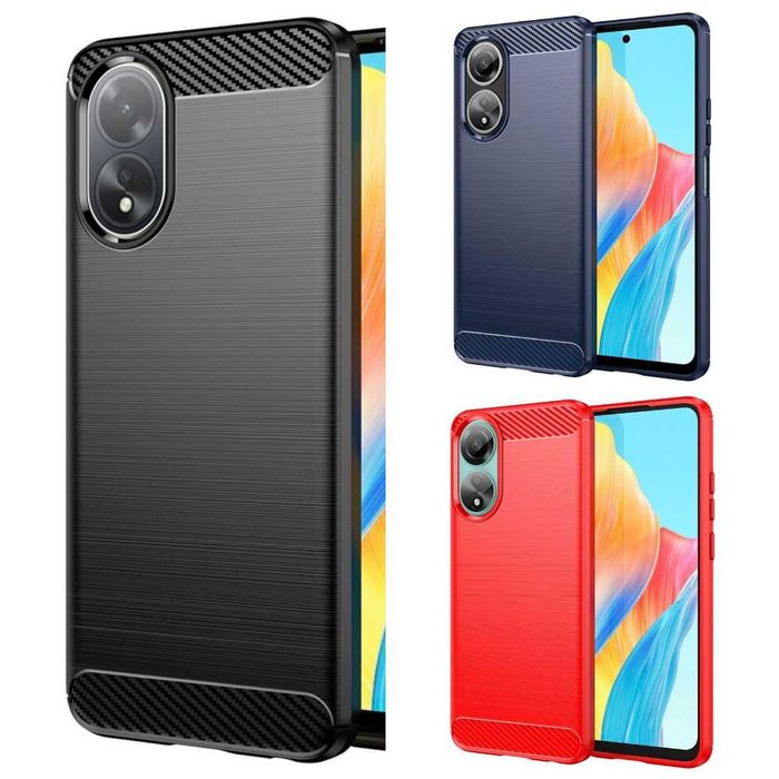 Противоударный чехол накладка для Oppo A78 A58 A38 карбон 3 цвета