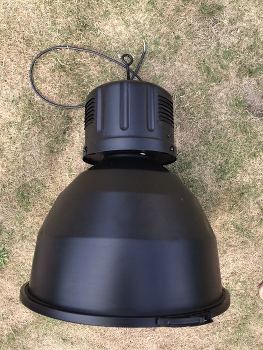 Lampa duża z zawiesiem - loft - czarna - malowana proszkowo