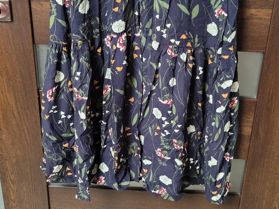 Długa sukienka w kwiaty r. 38/M granatowa Boho sukienka w kwiaty