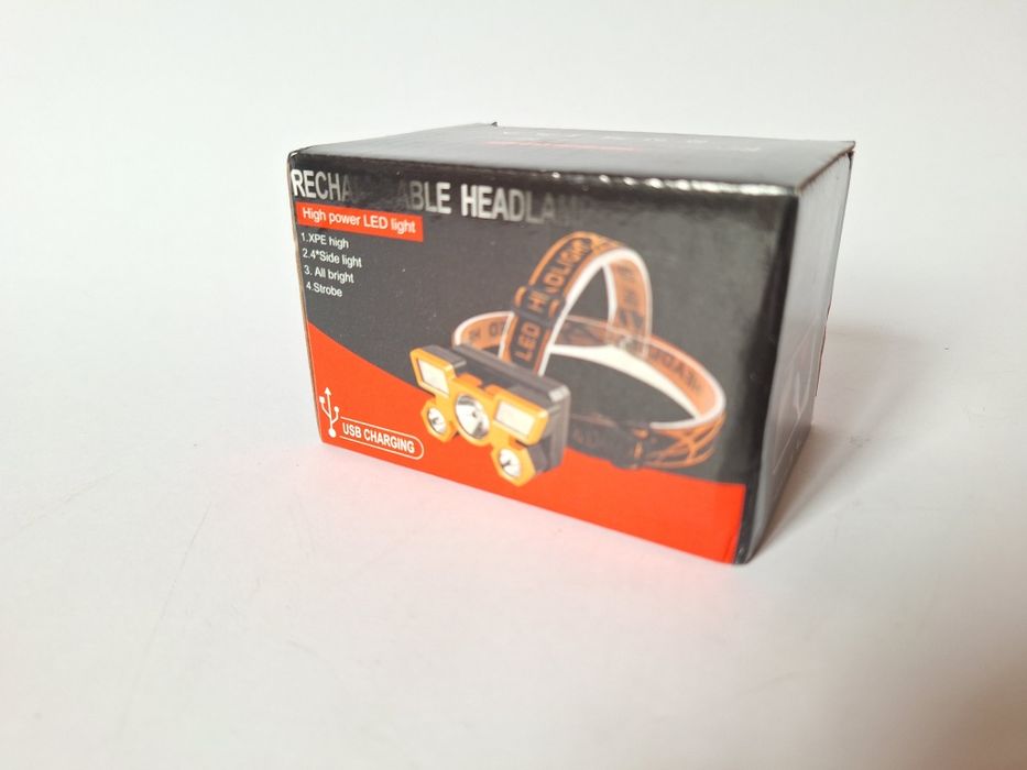 nowa lampka latarka czołowa, USB, niebieska