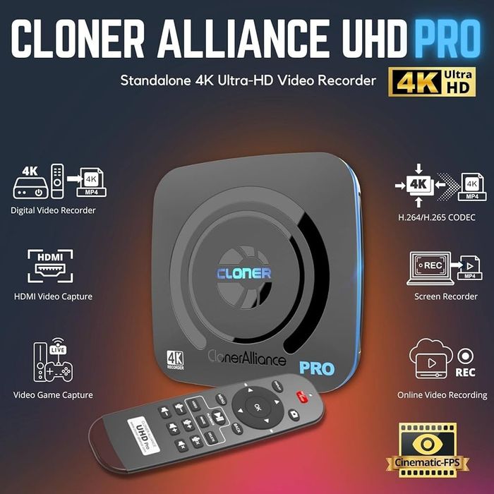 UHD Pro, gravador de vídeo 4K, HDMI Capture DVR com codec H.265/H.264,