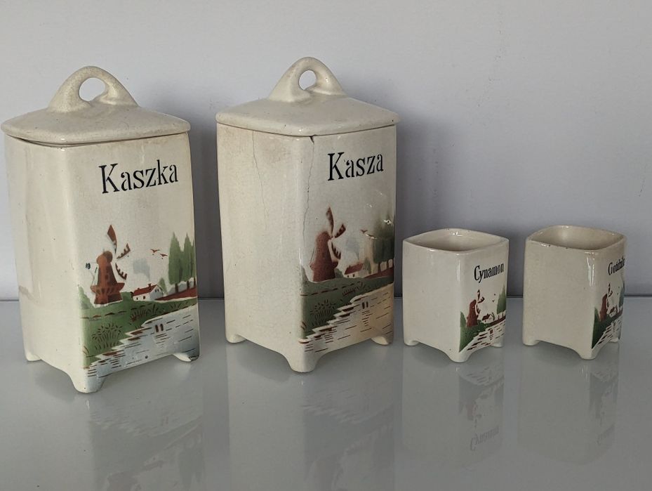 Przedwojenne pojemniki kuchenne Fajans Chodzież IIRP