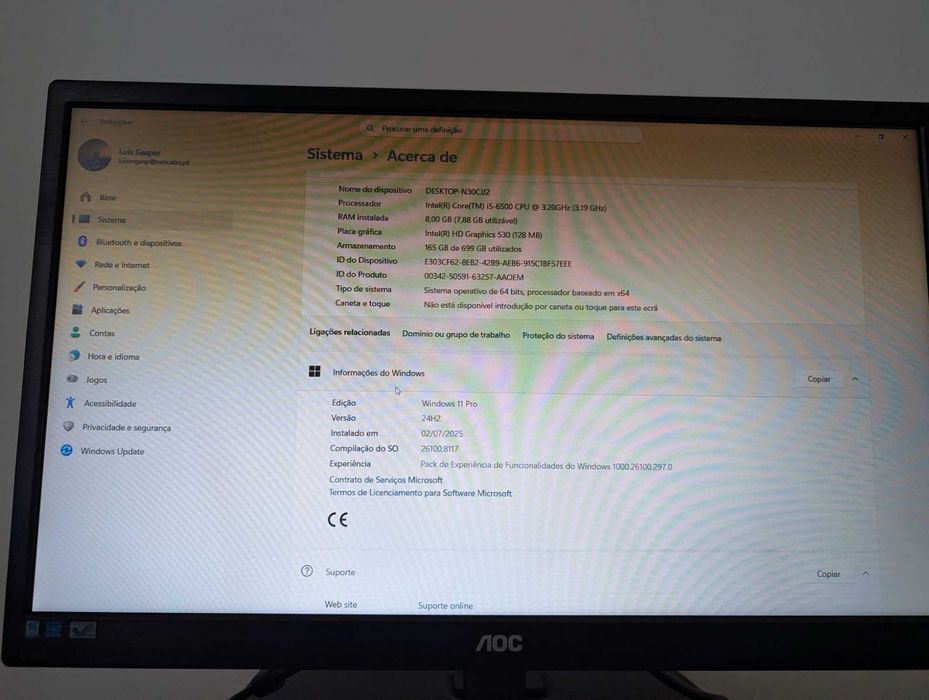 Computador com Monitor, Teclado e Rato