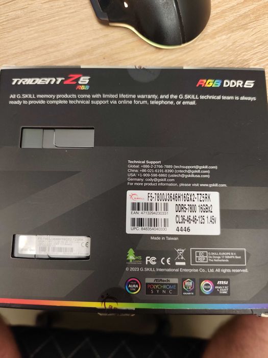GSkill Trident Z5 RGB DDR5 32 GB 7800mhz CL36 F5-7800J3646H16GX2-TZ5RK