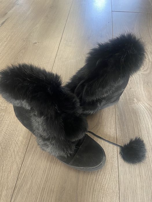 Buty zimowe zamszowe z futerkiem - rozmiar 40