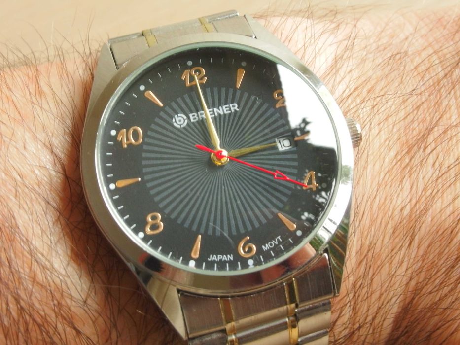 fi 37mm zgrabny męski zegarek BRENER japan movt datownik quartz
