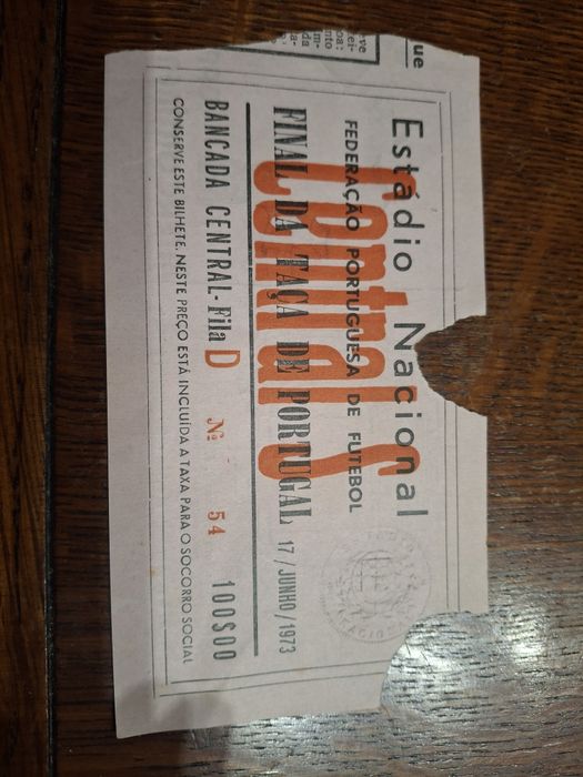 Raro bilhete final Taca Portugal 1972 73 sporting Setúbal