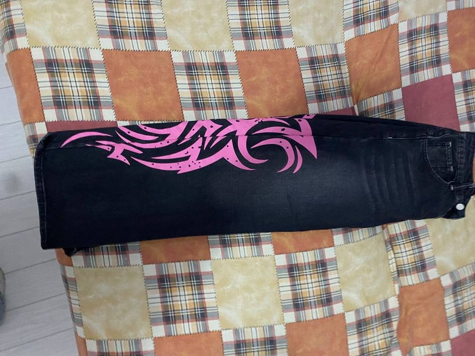 Джинсы y2k нефорские широкие emo jadedlondon jeans pink