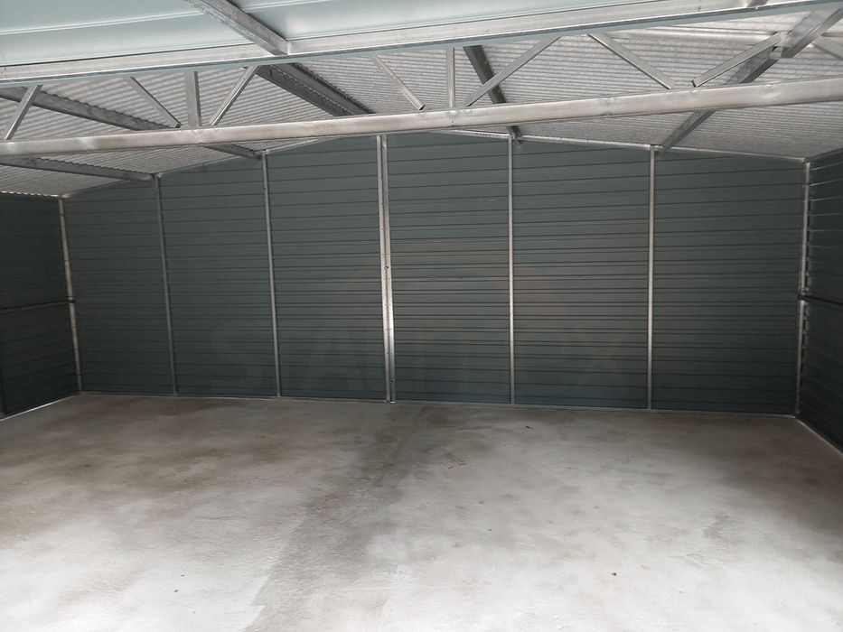 Podwójny garaż blaszany 7×6 / garaż drewnopodobny złoty dąb i orzech