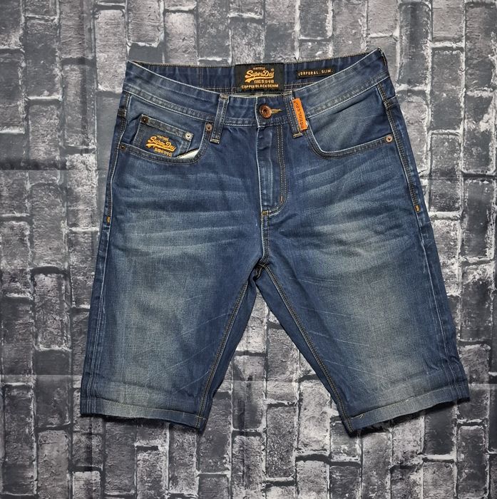 Superdry spodenki jeansowe męskie, szorty, logo, dżinsowe premium