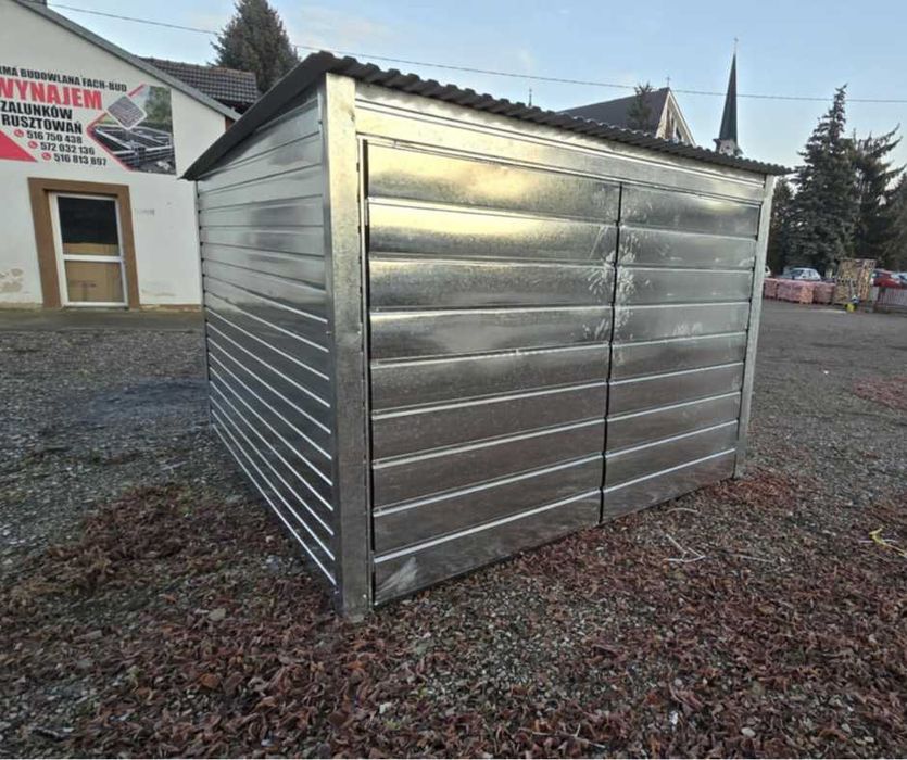 Garaż blaszany na budowę 3x5 4x5 Wzmocniony Trapez BLACHY-Producent