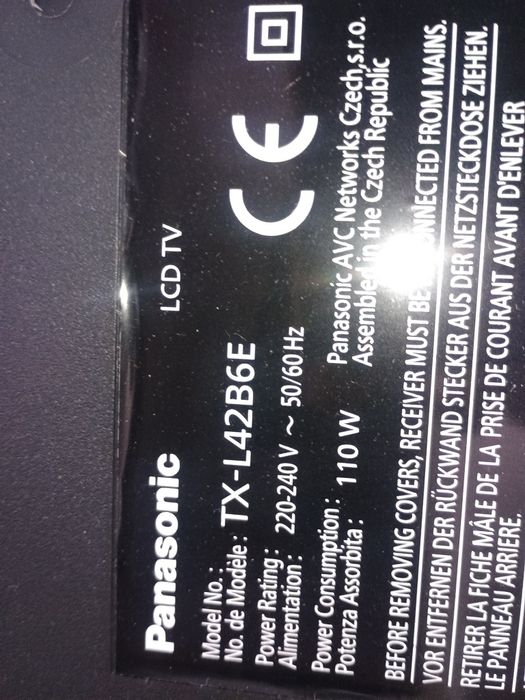 Telewizor Sony Viera 42 cale TX-L42B6E - proszę czytać opis