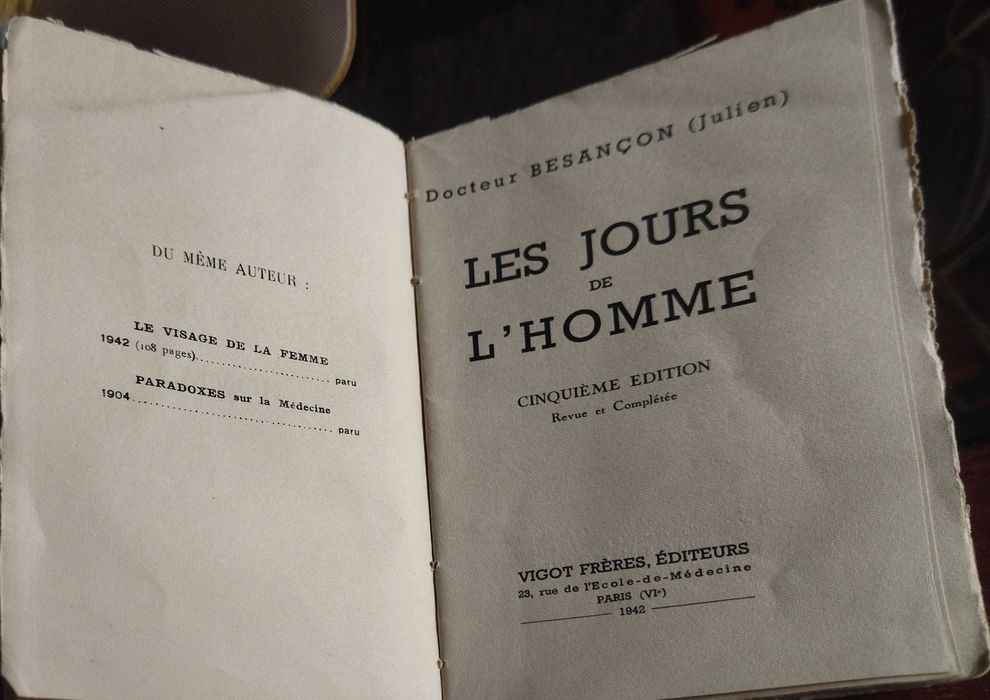 Les jours de L' Homme, 5 edição,  Livro em francês, 1942