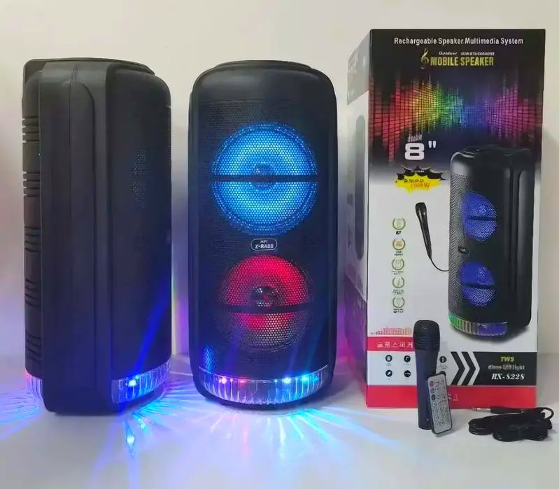 Музыкальная напольная колонка RX 20Вт с LED-подсветкой, FM-радио.