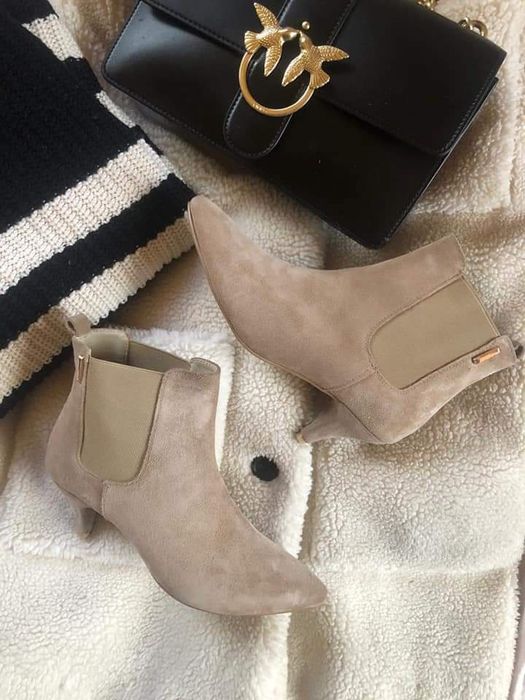 Eleganckie botki skóra skóra naturalna