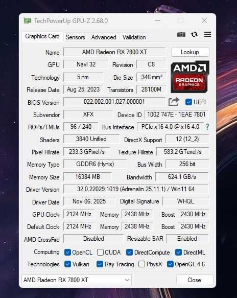XFX Radeon 7800XT Qick, nr1 na świecie