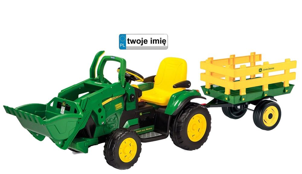ZESTAW John DEERE koparka + przyczepka PEG-PEREGO 12V 2x165W