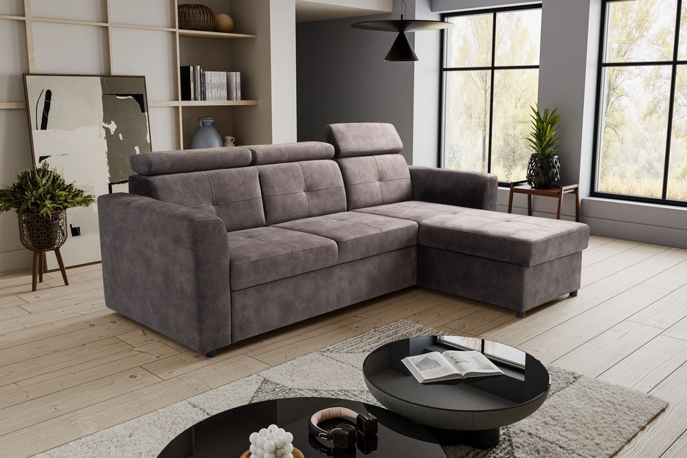 Narożnik POCKET 230x165 - funkcja spania, pojemnik, ruchome zagłówki