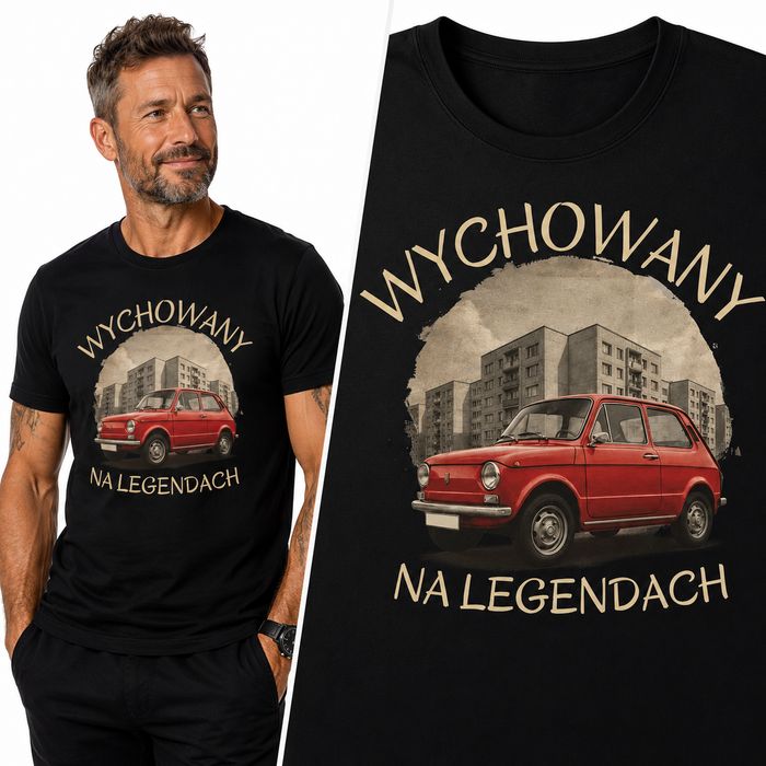 Koszulka Męska Wychowany Na Legendach Maluch PRL Retro Prezent M