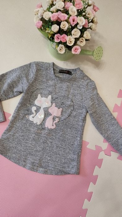 Bluzka z długim rękawem kotki 86 92 dla dziewczynki