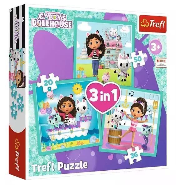 Puzzle 3W1 Aktywności Gabby Trefl. Trefl