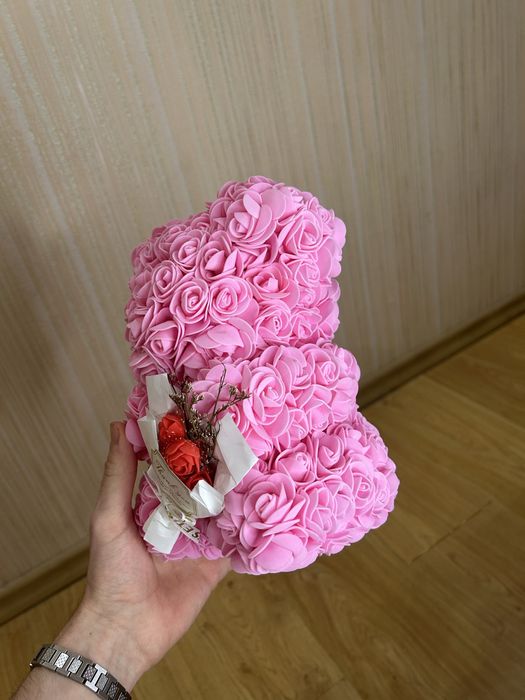Ведмедик з троянд (Rose Bear) подарунок 14 лютого для дівчини квіти