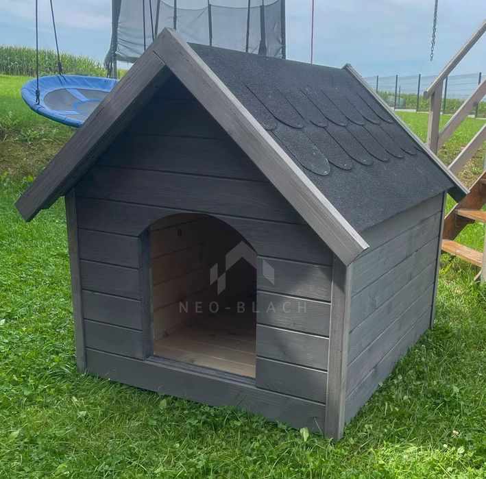Buda dla psa Rozmiar "M" - Grafit - Dach dwuspadowy NB