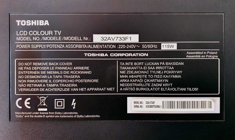 TV Toshiba Rezga 32 polegadas com comando e base amovível