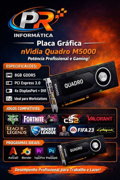 Placa Gráfica nVidia Quadro M5000 – Potência Profissional e Gaming