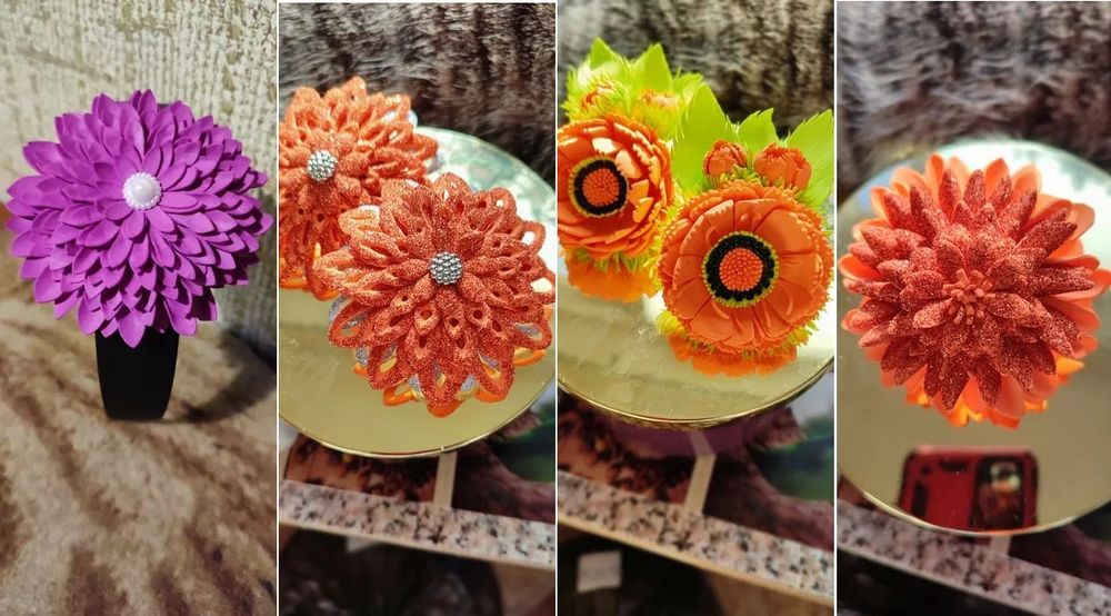 Цветы для волос на резинке из фоамирана