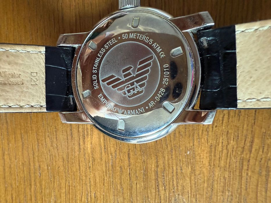 Męski zegarek Emporio Armani - skórzany pasek, model AR 0428