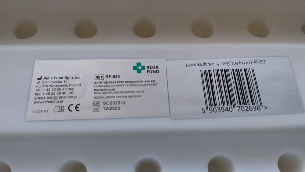 Ławeczka do wanny regulowana