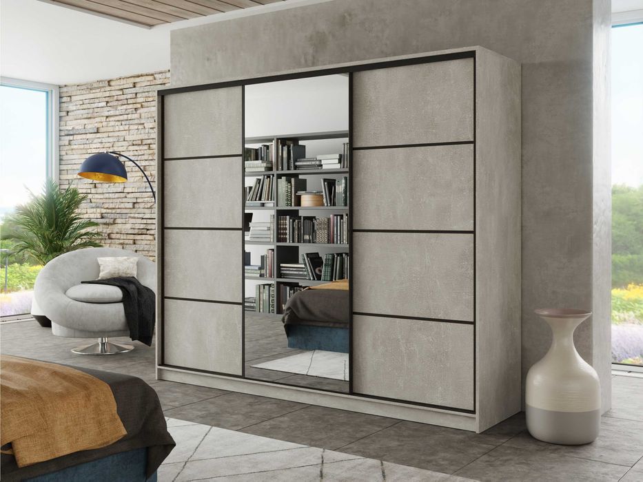 Szafa przesuwna 150x205x56 z lustrem oraz 4xszufladami