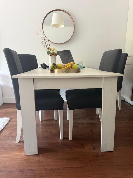 Mesa de jantar branca, extensivel