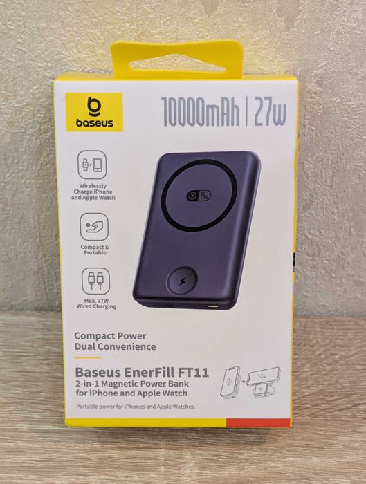 Бездротовий магнітний павербанк Baseus EnerFill FT11 2-в-1