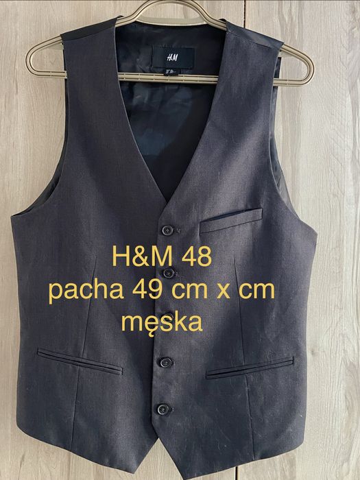 H&M 48 M męska szara kamizelka  elegancka formalna na guziki Vintage