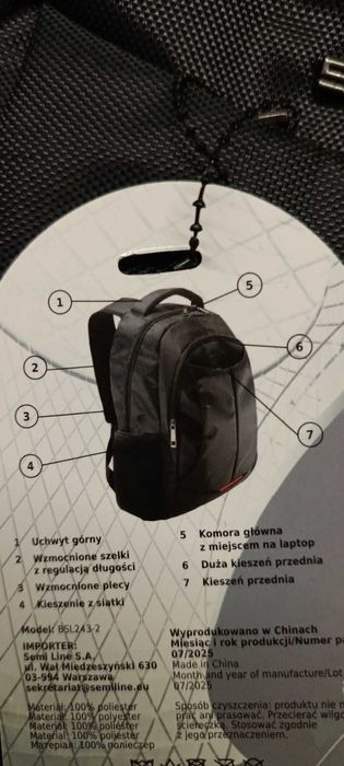SEMI Line plecak laptopowy, czarny, 23 L