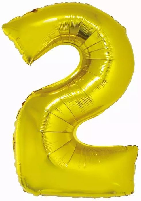 Balon foliowy. Cyfra 2, złota (76 cm). Godan