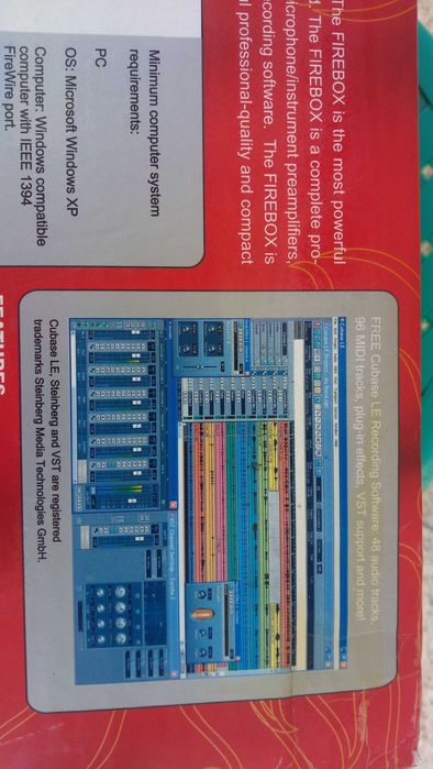 Presonus Firebox 24bit/96k 6 inputs, 10 outputs com Cubase LE software