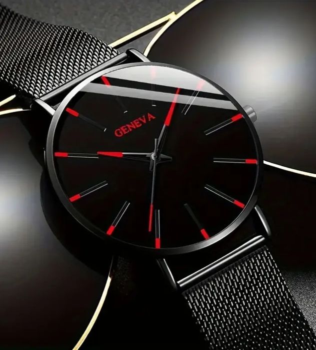 Elegancki zegarek czarno-czerwony wspaniały prezent na Walentynki