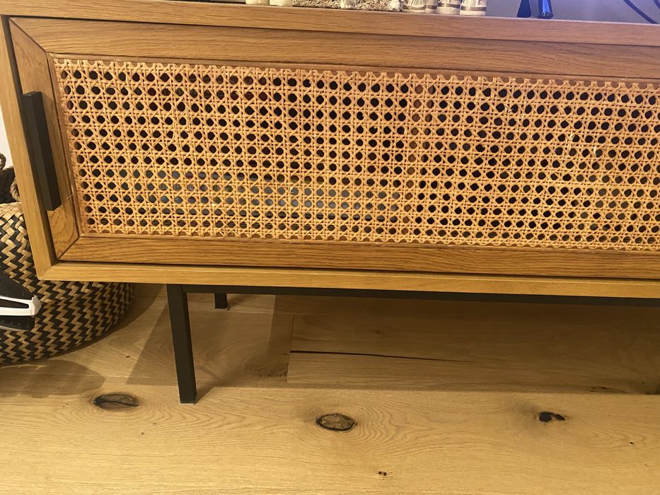 Movel de TV madeira carvalho e palhinha La Redoute 160cm